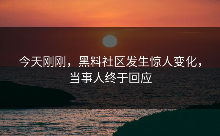 今天刚刚，黑料社区发生惊人变化，当事人终于回应