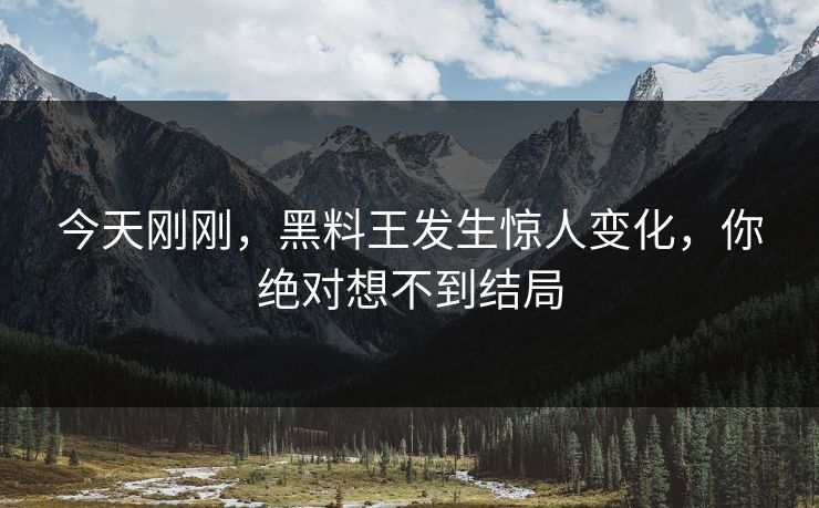 今天刚刚，黑料王发生惊人变化，你绝对想不到结局