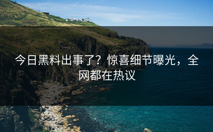 今日黑料出事了？惊喜细节曝光，全网都在热议