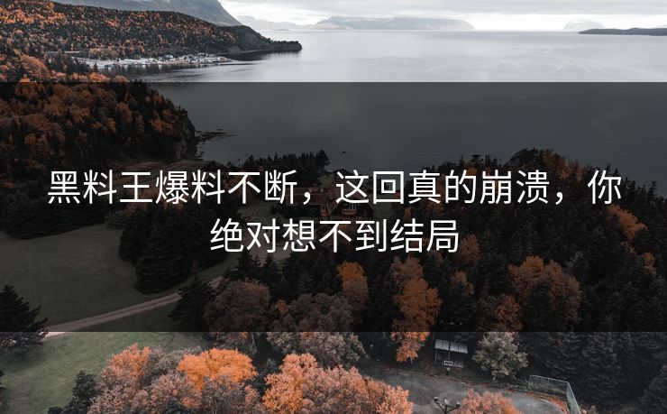 黑料王爆料不断，这回真的崩溃，你绝对想不到结局
