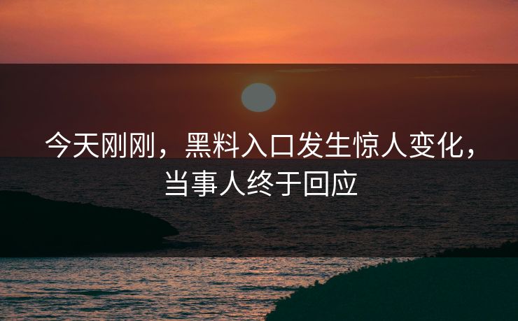 今天刚刚，黑料入口发生惊人变化，当事人终于回应