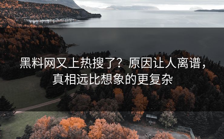 黑料网又上热搜了？原因让人离谱，真相远比想象的更复杂