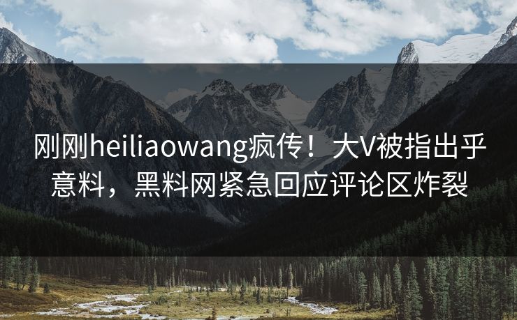 刚刚heiliaowang疯传！大V被指出乎意料，黑料网紧急回应评论区炸裂