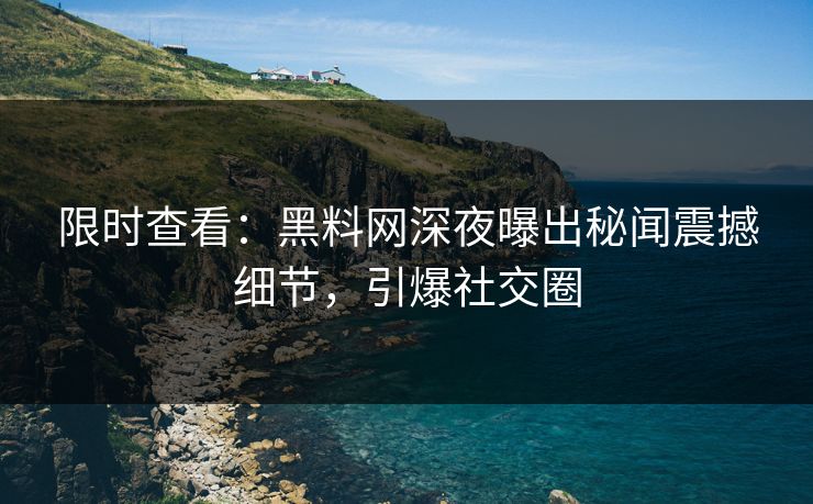 限时查看：黑料网深夜曝出秘闻震撼细节，引爆社交圈