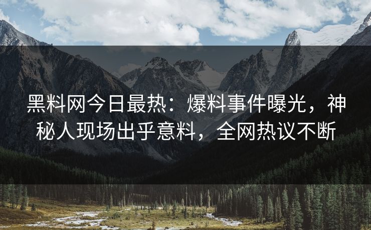 黑料网今日最热：爆料事件曝光，神秘人现场出乎意料，全网热议不断