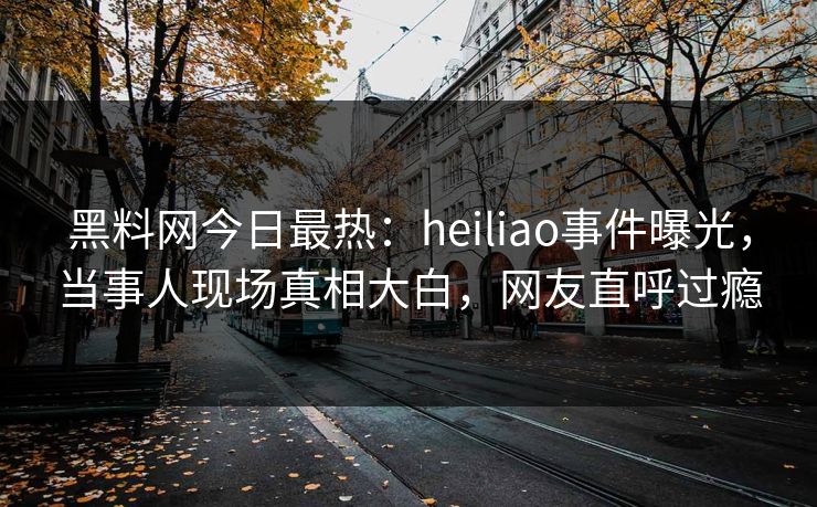 黑料网今日最热：heiliao事件曝光，当事人现场真相大白，网友直呼过瘾