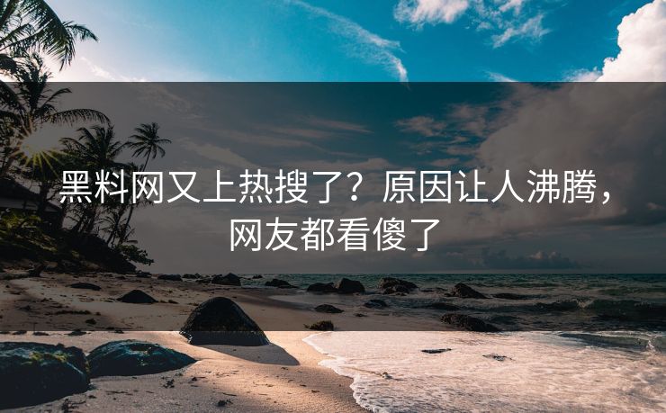黑料网又上热搜了？原因让人沸腾，网友都看傻了