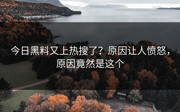 今日黑料又上热搜了？原因让人愤怒，原因竟然是这个