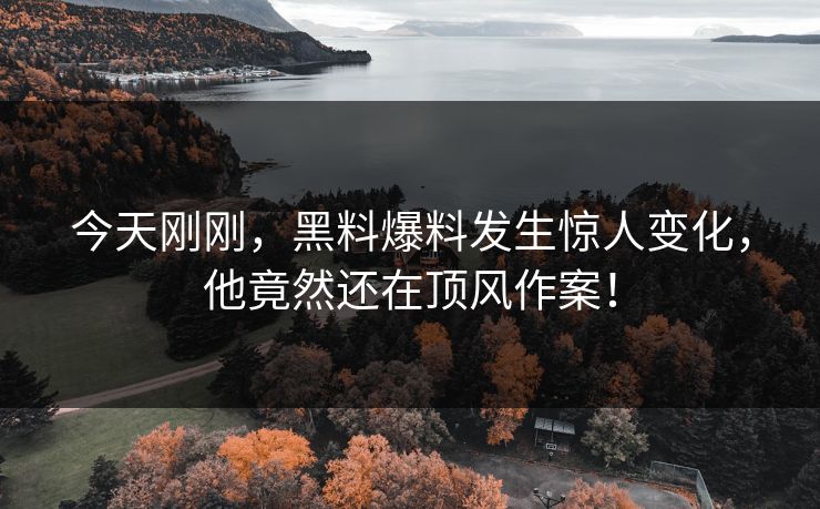 今天刚刚，黑料爆料发生惊人变化，他竟然还在顶风作案！