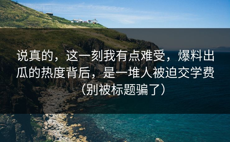 说真的，这一刻我有点难受，爆料出瓜的热度背后，是一堆人被迫交学费（别被标题骗了）